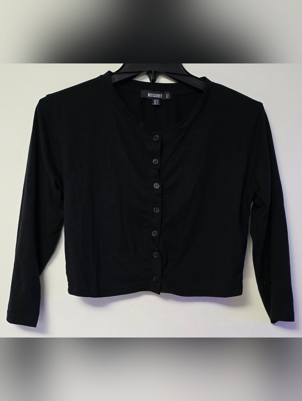 Black Crop Top Button Down Cardigan Missguided Size 12